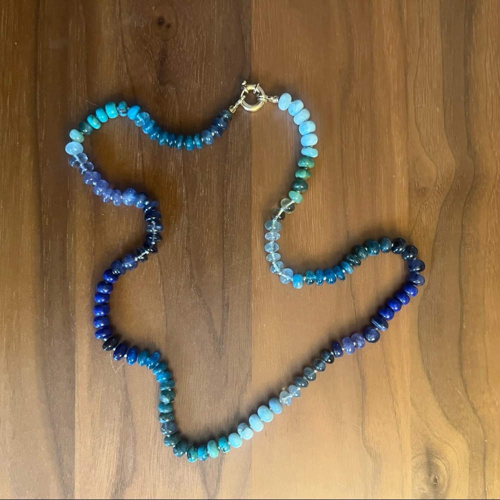 Encirkled Jewelry blue gemstone necklace 14K gold